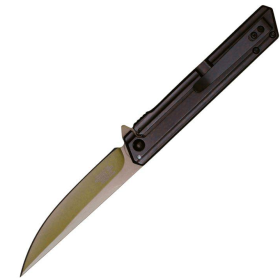 Assisted Open Folding Pocket Knife with Gold Trim