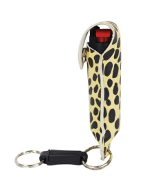 Wildfire 1.4% MC 1/2 oz pepper spray fashion leatherette holster and quick release keychain cheetah black/yellow